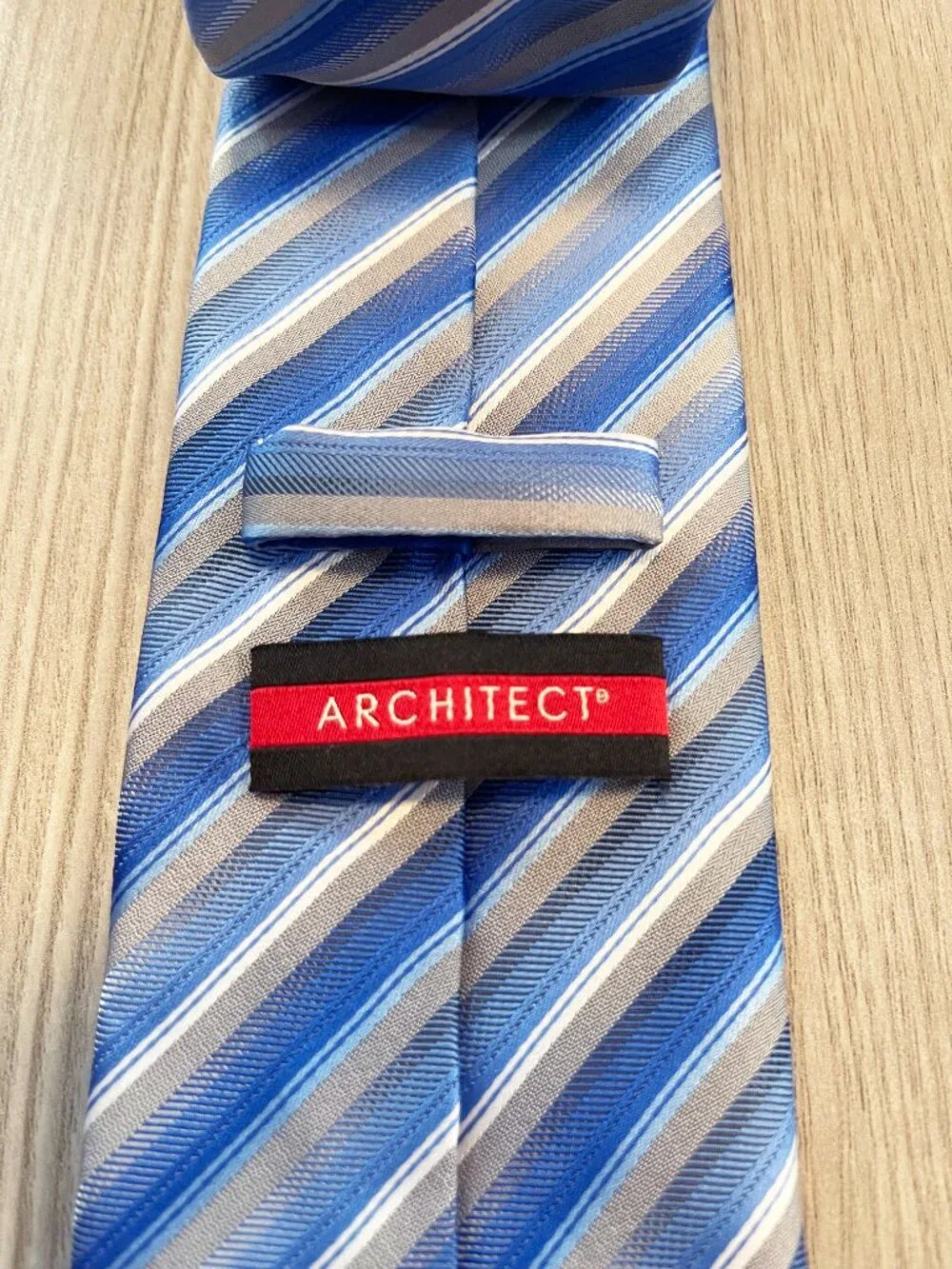 Architect Men's Blue Gray Striped Necktie Classic Business Dress Tie Office